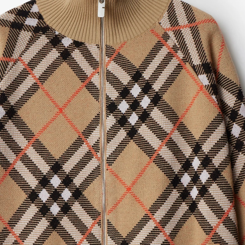 Check Wool Mohair Blend Jacket in Sand - Men, Nylon | Burberry® Official