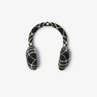 Check Wool Cashmere Earmuffs in Black/calico beige | Burberry® Official