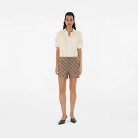 Check Cotton Pyjama Shorts in Sand - Women | Burberry® Official