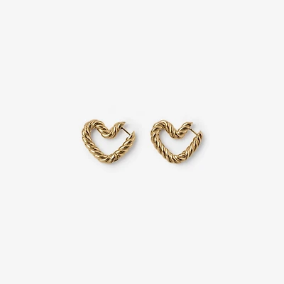Heart Twisted Hoop Earrings in Gold - Women | Burberry® Official