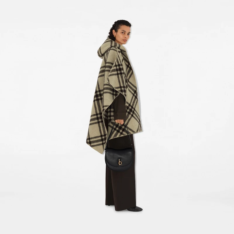 Reversible Check Wool Cape in Candle | Burberry® Official