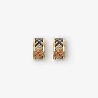 Check Print Hoop Earrings in Gold/sand - Women | Burberry® Official