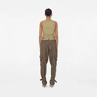 Check Silk Blend Cargo Trousers in Brush - Women | Burberry® Official