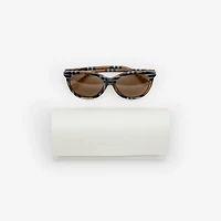 Tubular Check Round Sunglasses in Light sand - Women | Burberry® Official