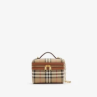 Mini Check Vanity Bag in Archive beige - Women, Cotton, Technical | Burberry® Official