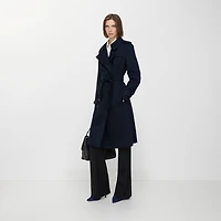 Long Chelsea Heritage Trench Coat in Coal blue - Women, Cotton Gabardine | Burberry® Official