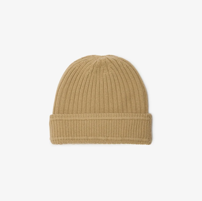 Logo Wool Beanie in Sand - Men | Burberry® Official
