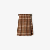 Check Wool Kilt in Ginger orange - Women | Burberry® Official