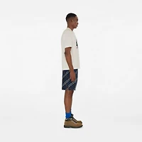 Check Silk Poplin Shorts in Ink blue - Men, Cotton | Burberry® Official