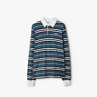Long-sleeve Striped Cotton Polo Shirt in Anchor - Men | Burberry® Official
