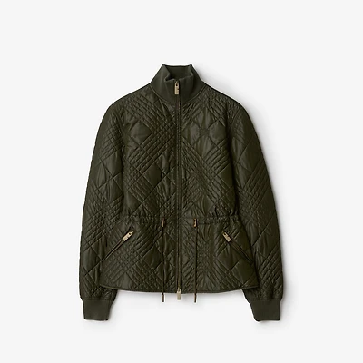 Micro Check-stitch Nylon Wakerley Jacket in Marsh green - Women | Burberry® Official