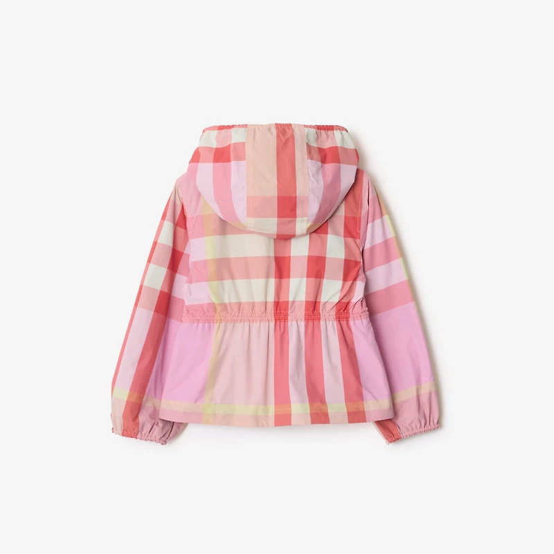 Reversible Check Nylon Hooded Jacket in Strawberry pink | Burberry® Official
