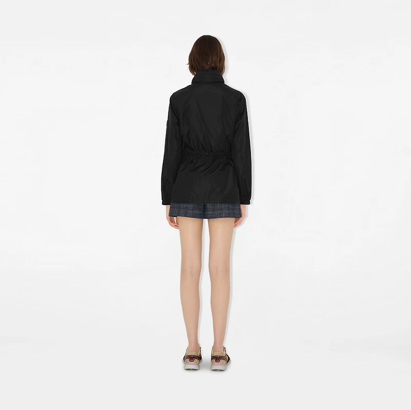 Short Checker-tape Nylon Parka in Black - Women | Burberry® Official
