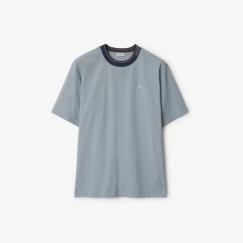 Logo Cotton T-shirt in Gale grey - Men | Burberry® Official