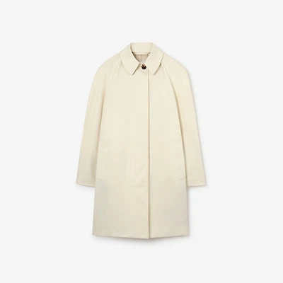 Mid-length Ruched Gabardine Car Coat in Tundra white - Women | Burberry® Official