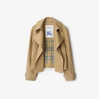 Cropped Cotton Trench Jacket in Flax - Women | Burberry® Official