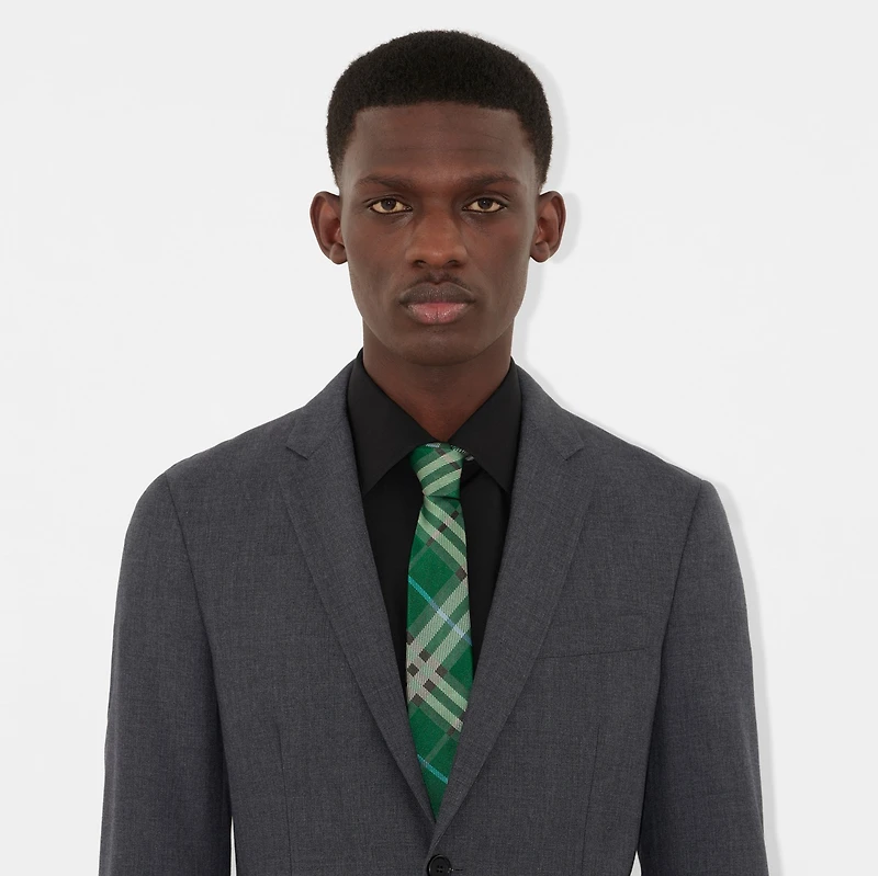 Check Silk Tie in Leaf green - Men | Burberry® Official
