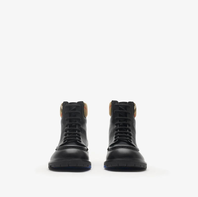 Leather Rogue Combat Boots in Black - Men | Burberry® Official