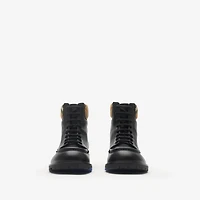 Leather Rogue Combat Boots in Black - Men | Burberry® Official