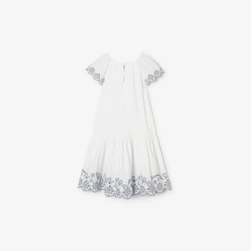 Broderie Anglaise Cotton Dress in White | Burberry® Official