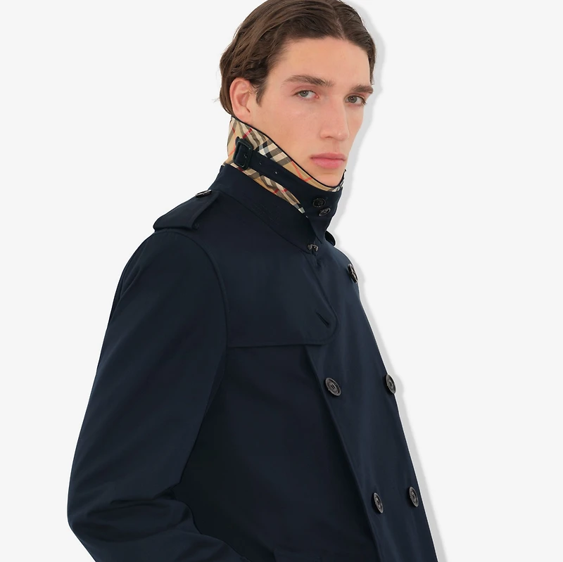 Long Kensington Heritage Trench Coat in Coal blue - Men, Cotton Gabardine | Burberry® Official