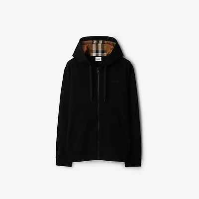 Cotton Blend Zip Hoodie in Black - Men | Burberry® Official