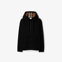 Cotton Blend Zip Hoodie in Black - Men | Burberry® Official