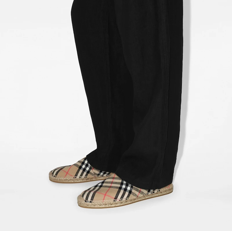 Check Mews Espadrilles​ in Sand - Men, Linen | Burberry® Official