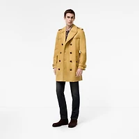 Mid-length Leather Leverton Trench Coat in Mustard yellow - Men | Burberry® Official