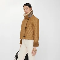 Shearling Collar Quilted Cotton Howle Jacket in Sepia/hay - Women | Burberry® Official