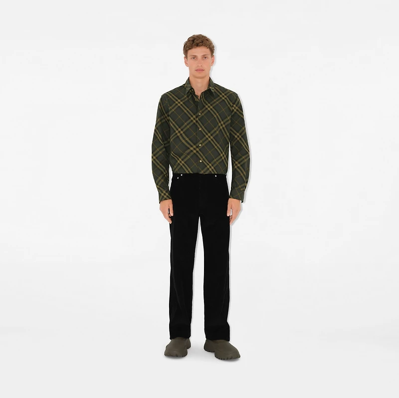 Regular Fit Check Cotton Shirt in Shadow - Men | Burberry® Official