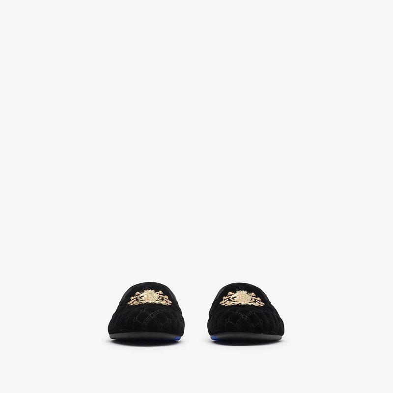 Quilted Velvet Estate Slippers​​ in Black - Women | Burberry® Official