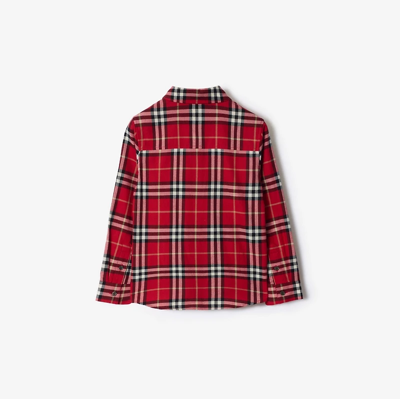 Check Cotton Flannel Shirt in Poppy red | Burberry® Official