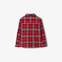 Check Cotton Flannel Shirt in Poppy red | Burberry® Official