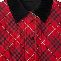 Cropped Check Cotton Quilted Jacket in Poppy red - Women | Burberry® Official