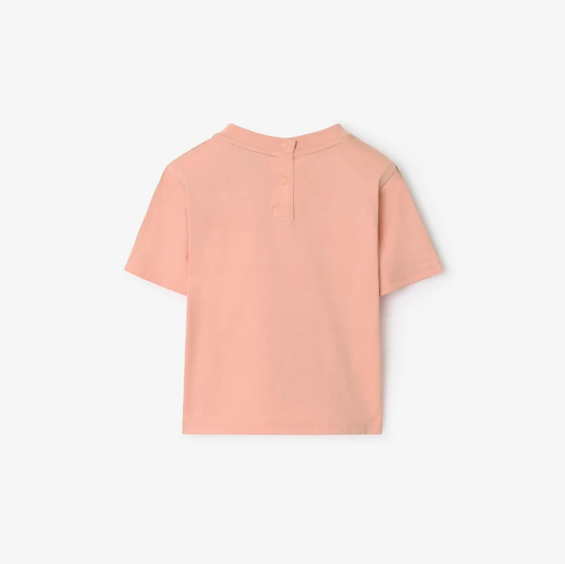 Check Trim Cotton T-shirt in Slipper pink | Burberry® Official