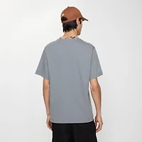 Check Trim Cotton T-shirt in Forecast grey - Men | Burberry® Official