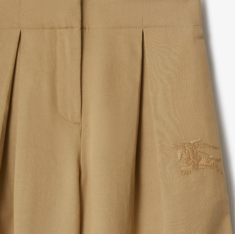 Pleated Cotton Blend Trousers in Sand | Burberry® Official