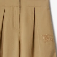 Pleated Cotton Blend Trousers in Sand | Burberry® Official
