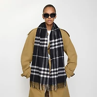 Check Cashmere Scarf in Black/calico | Burberry® Official