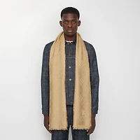 Wide Check Wool Silk Scarf in Sand | Burberry® Official