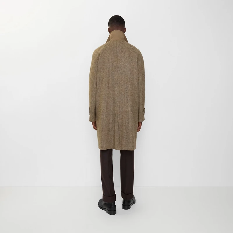 Long Reversible Herringbone Wool Car Coat in Clay brown - Men | Burberry® Official