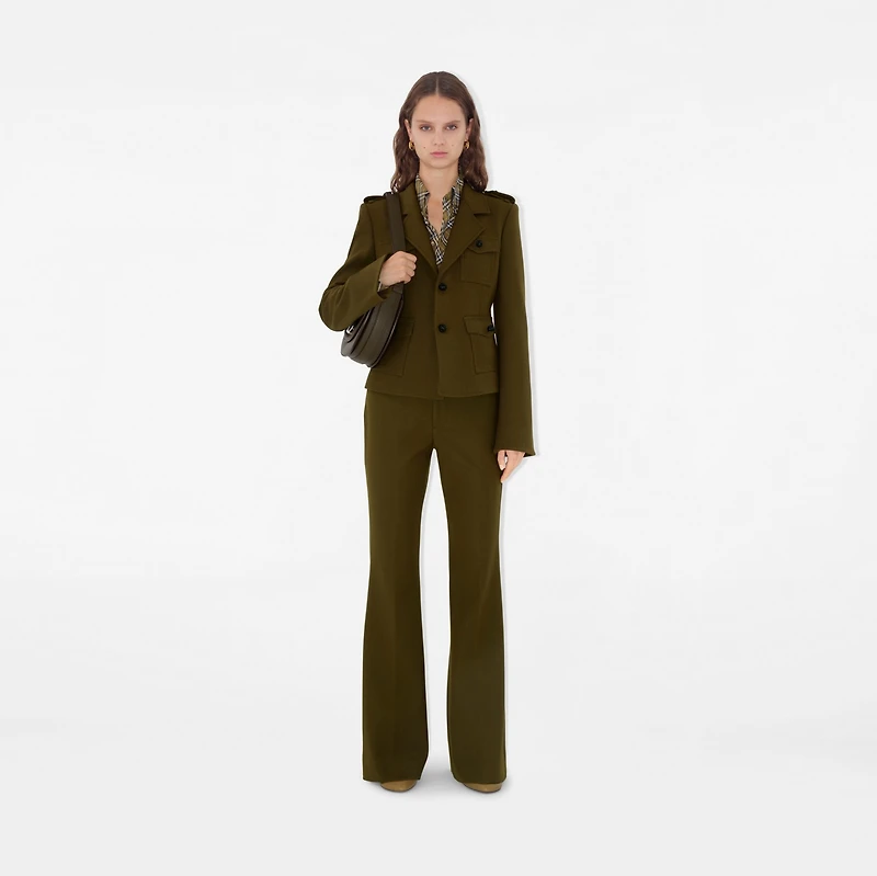 Nylon Wool Blend Tailored Jacket in Furrow - Women | Burberry® Official
