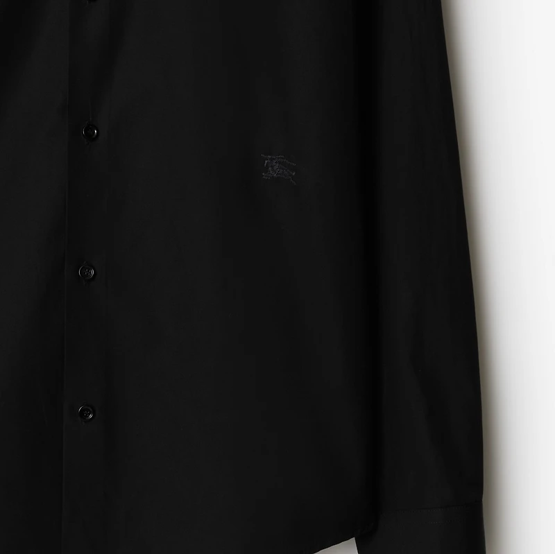 Slim Fit Cotton Shirt in Black - Men | Burberry® Official