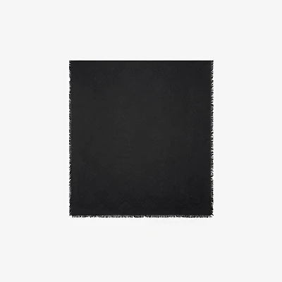 Wide Check Wool Silk Scarf in Black | Burberry® Official