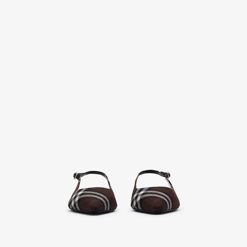 Check Dame Slingback Ballerinas​ in Mahogany brown - Women | Burberry® Official