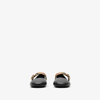 Check Strap Leather Robin Ballerinas in Black - Women | Burberry® Official