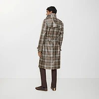 Long Check Coated Raffia-effect Foxfield Trench Coat in Chalk white/truffle brown - Men | Burberry® Official