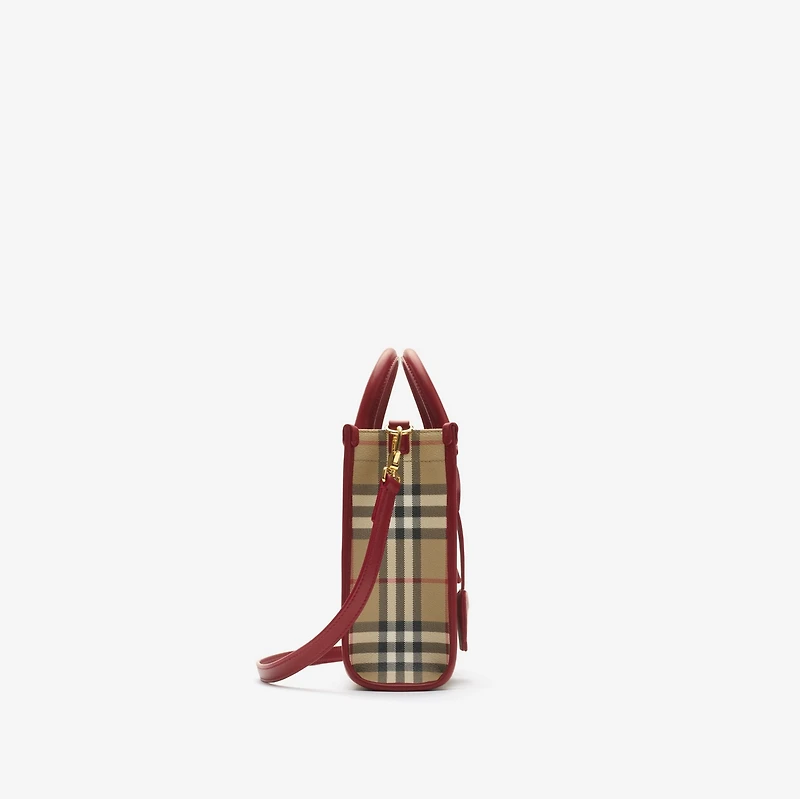 Mini Freya Tote in Archive beige/ruby red - Women | Burberry® Official