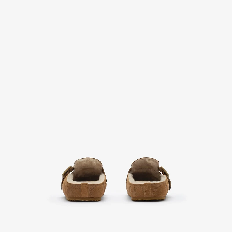 Check Shearling Urchin Clogs in Jute beige - Women | Burberry® Official